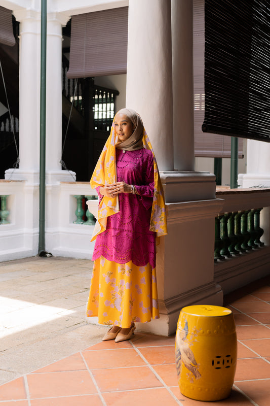 Adinia Batik Skirt Print in Yellow/Lilac