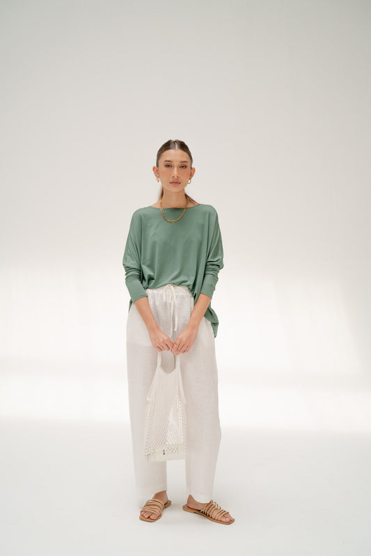 Ezra Batwing Top in Sage
