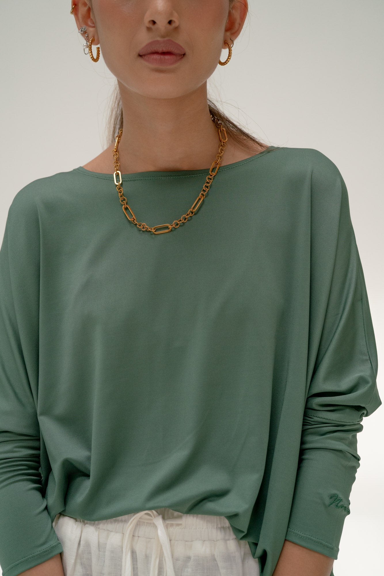 Ezra Batwing Top in Sage