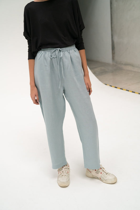 Zoe Linen Pants in Dusty Blue