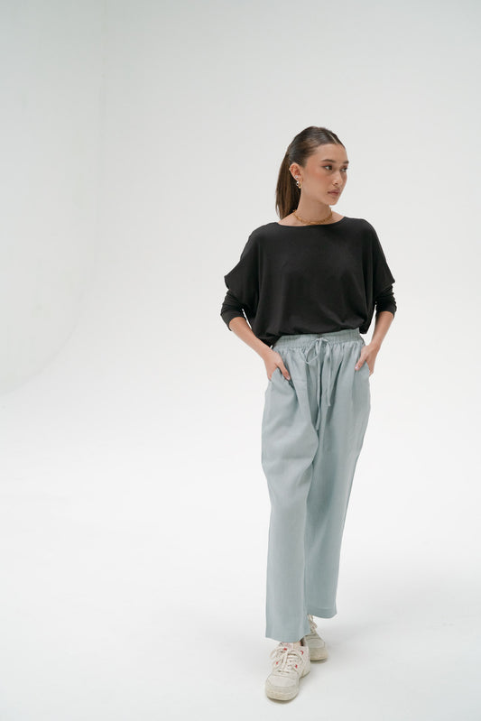 Zoe Linen Pants in Dusty Blue