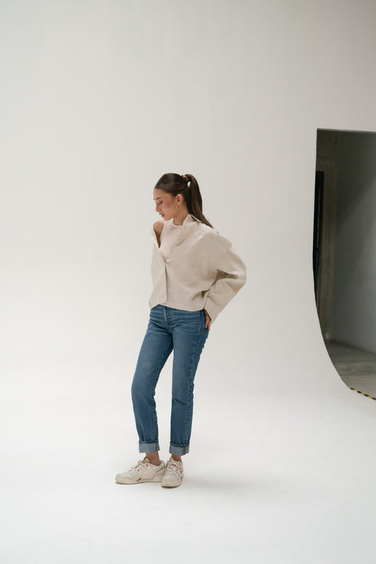 Avi Linen Shirt in Sand