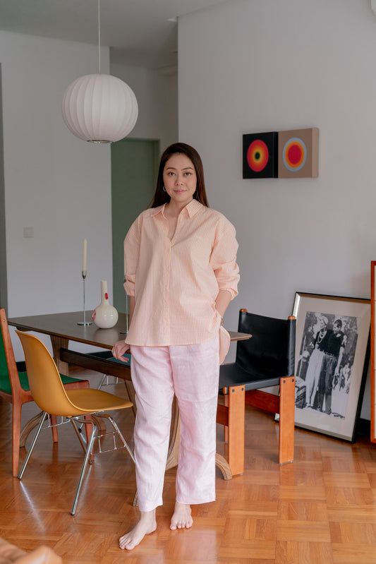 Serena Stripe Shirt in Pink Orange / Yellow