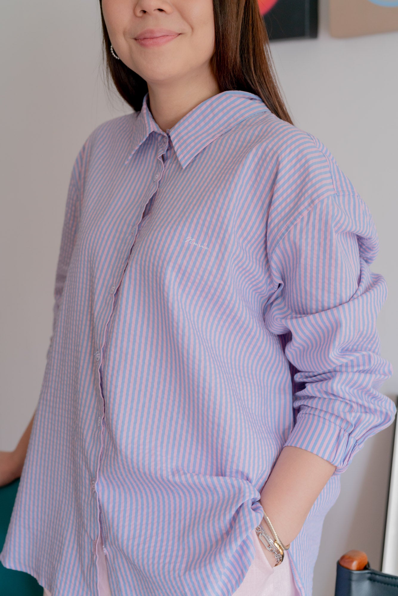 Serena Stripe Shirt in Lilac / Blue