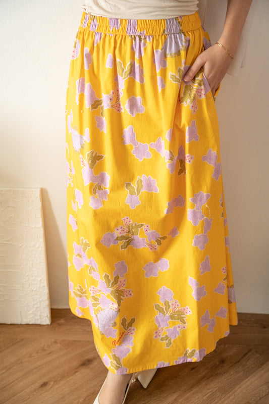 Adinia Batik Skirt Print in Yellow/Lilac