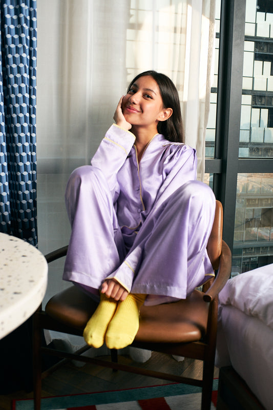 Brenda Lilac Satin Pyjama Set