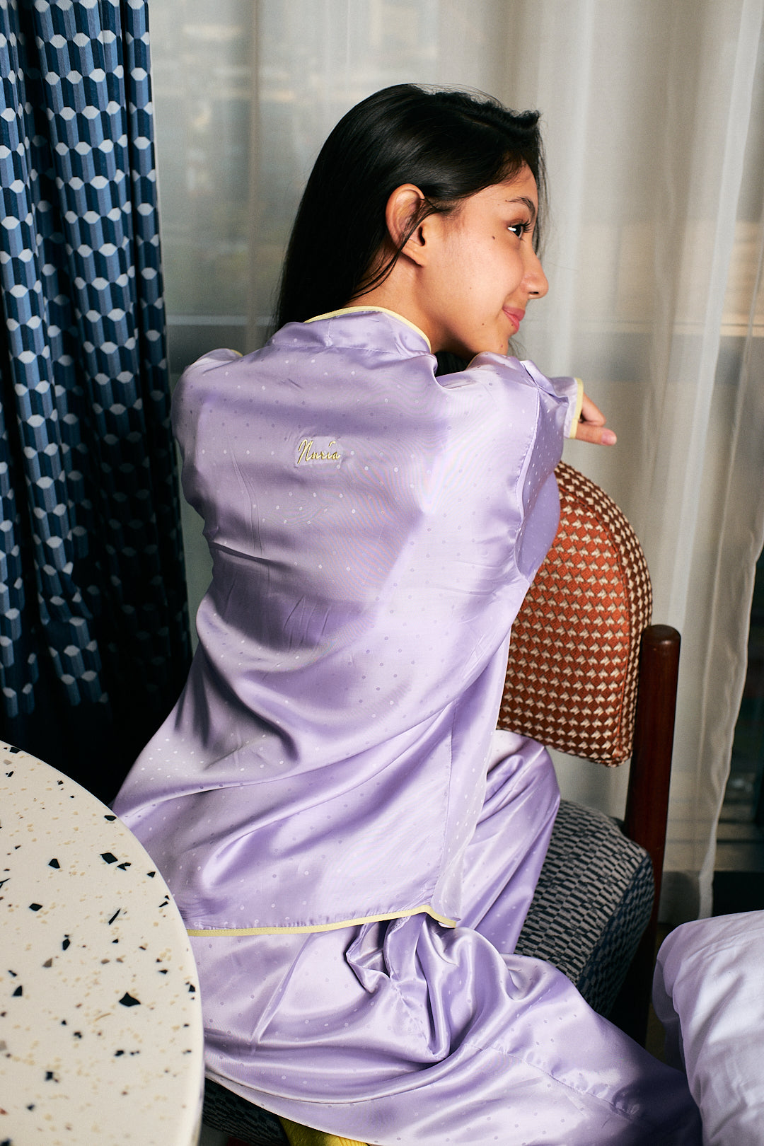 Brenda Lilac Satin Pyjama Set
