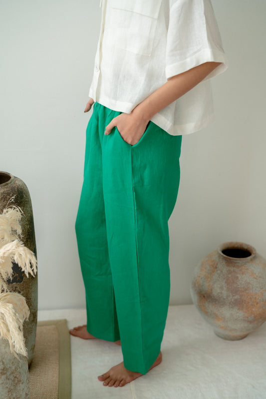 Zoe Linen Pants in Green