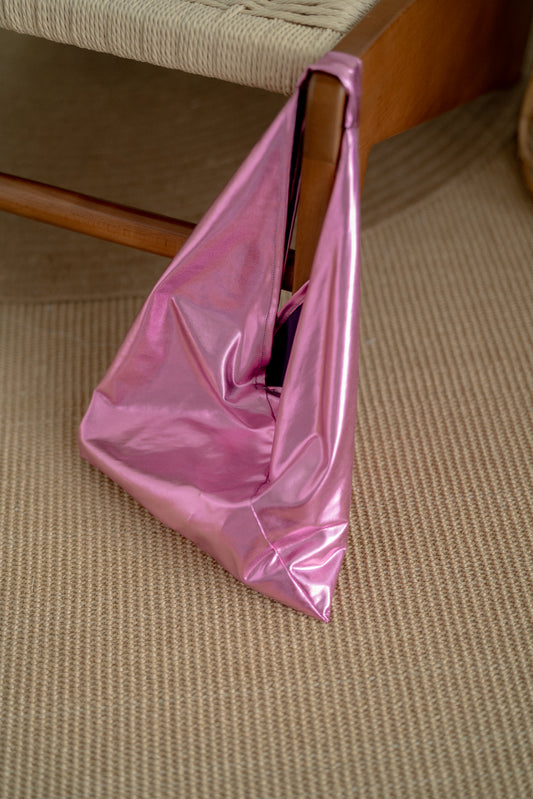 Origami Market Bag in Metallic Pink