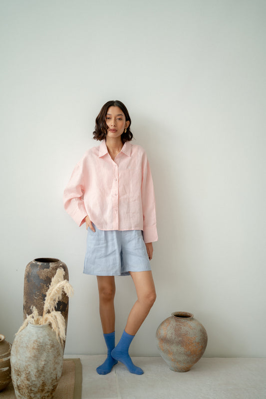 Moma Linen Shorts in Blue