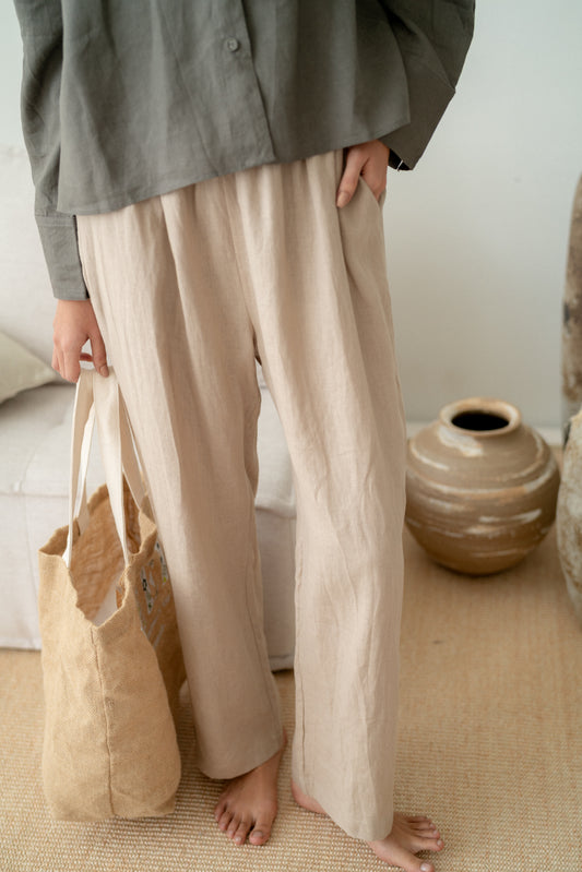 Zoe Linen Pants in Sand