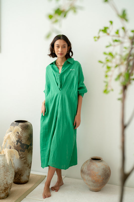 Zeta Pleated Dress in Green