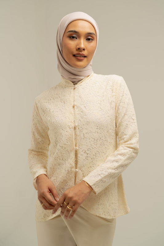 Hira Kebaya Lace Top in Beige