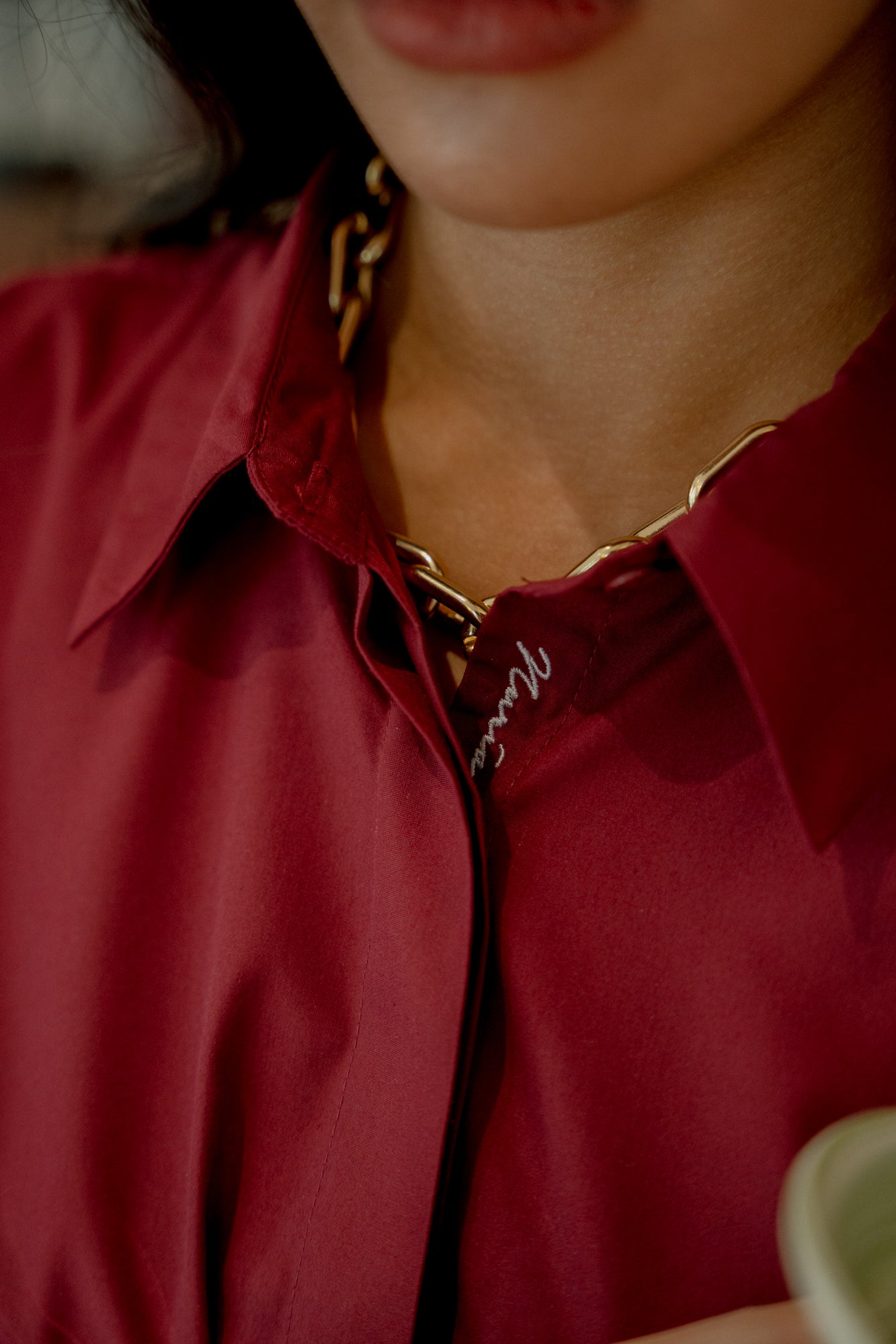 Maurice Boyfriend Shirt in Burgundy