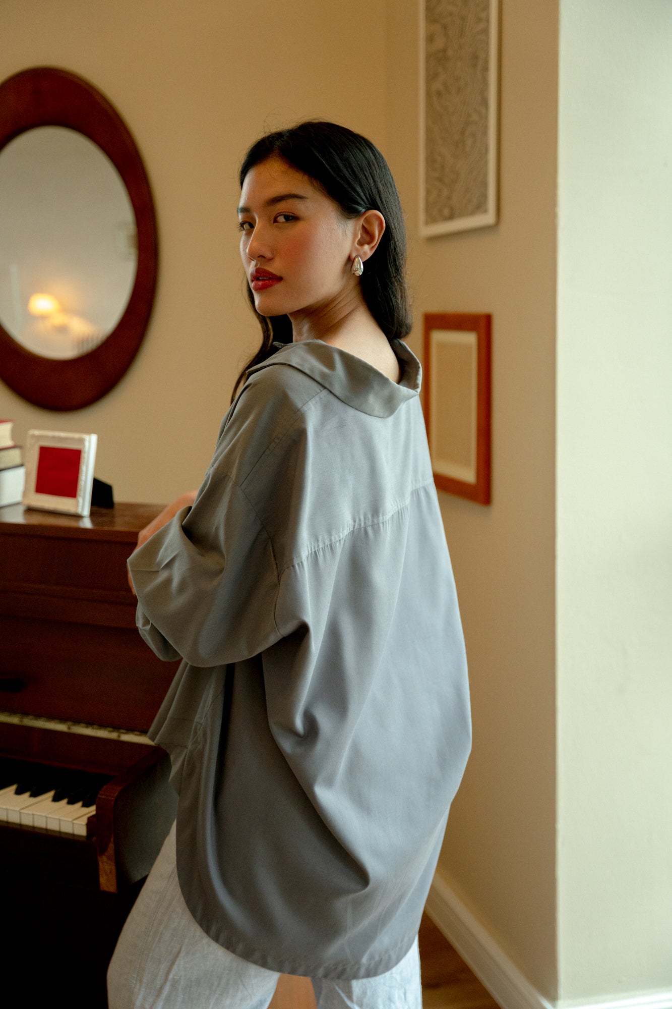 Maurice Boyfriend Shirt in Grey