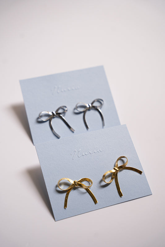 Ria Thin Ribbon Earrings in Silver