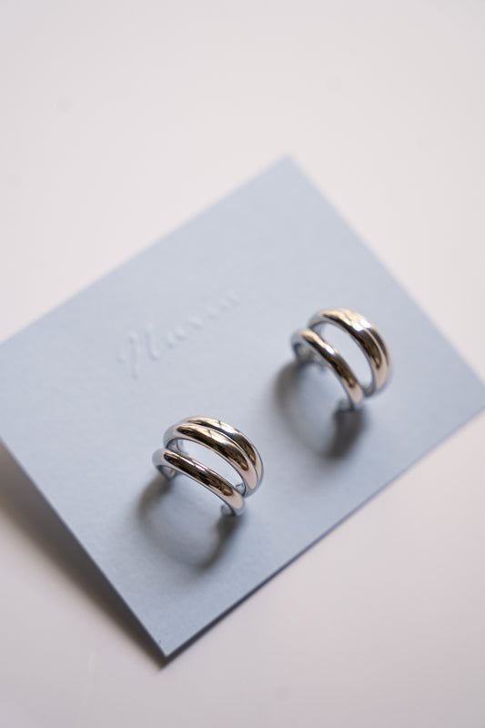 Lia Triple Hoops Earrings in Silver