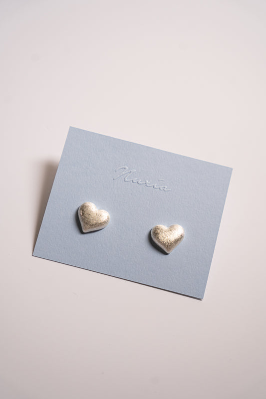 Kya Heart Matte Earrings in Silver