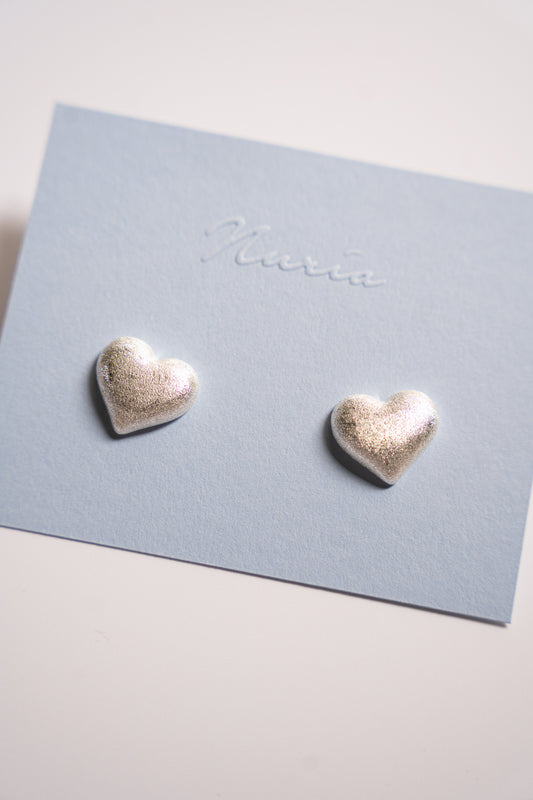 Kya Heart Matte Earrings in Silver