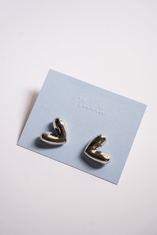 Gia Heart Earrings in Silver