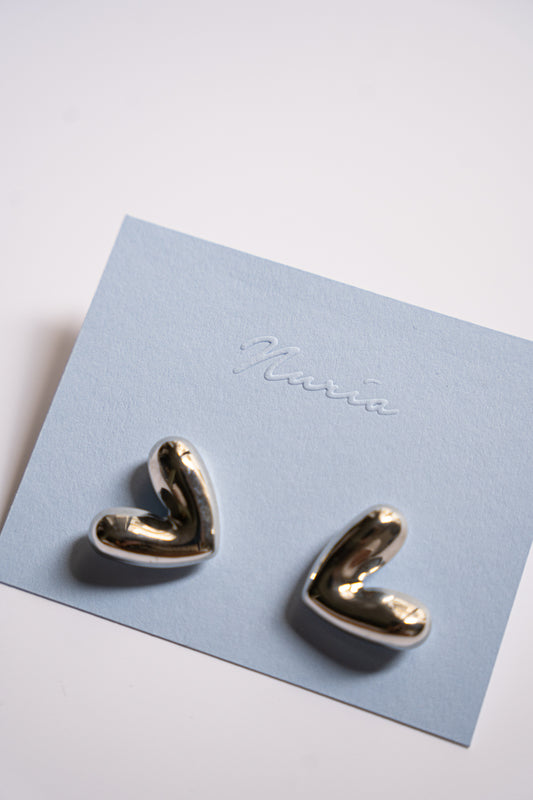 Gia Heart Earrings in Silver