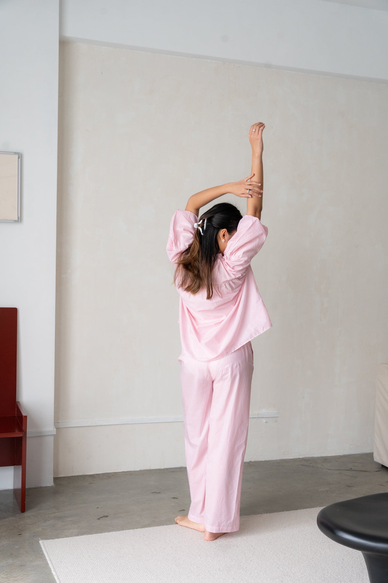 Summer Pink Striped Baby Doll Pyjama Set