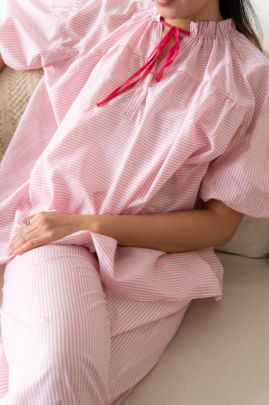 Summer Pink Striped Baby Doll Pyjama Set