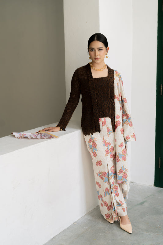 Srikandi Velvet Kebaya Top in Brown