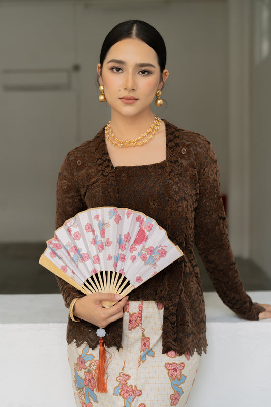 Srikandi Velvet Kebaya Top in Brown
