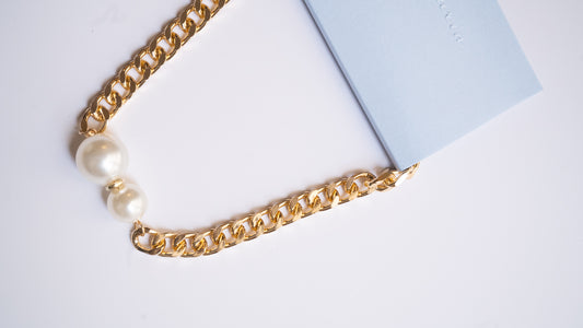 Via Faux Pearl Chain Necklace in Gold