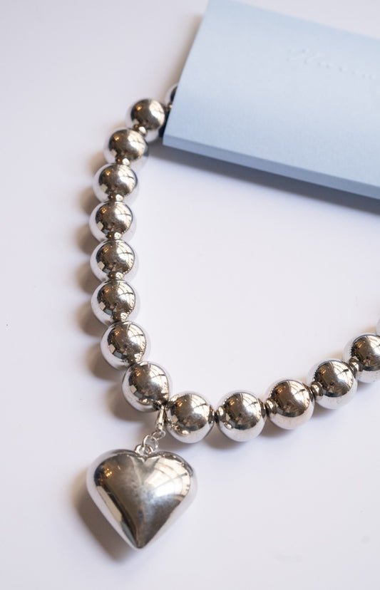 Uva Pearl Heart Necklace in Silver