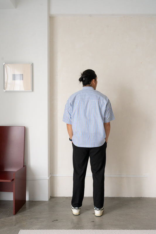 Will Boxy Striped Shirt in Dark Blue