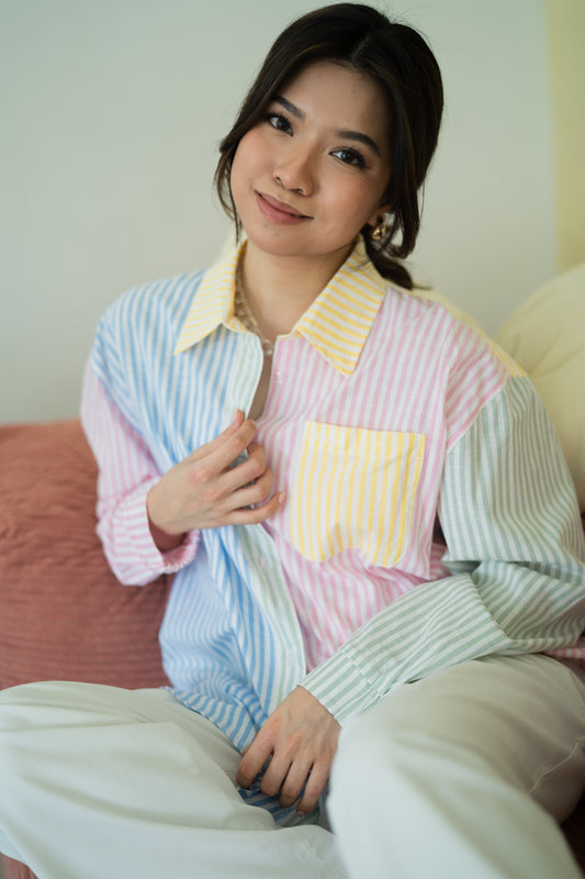 Lolly Multicoloured Striped Shirt in Blue Pink Yellow Green