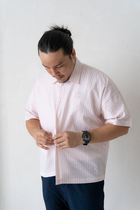 Will Boxy Striped Shirt in Pastel Peach