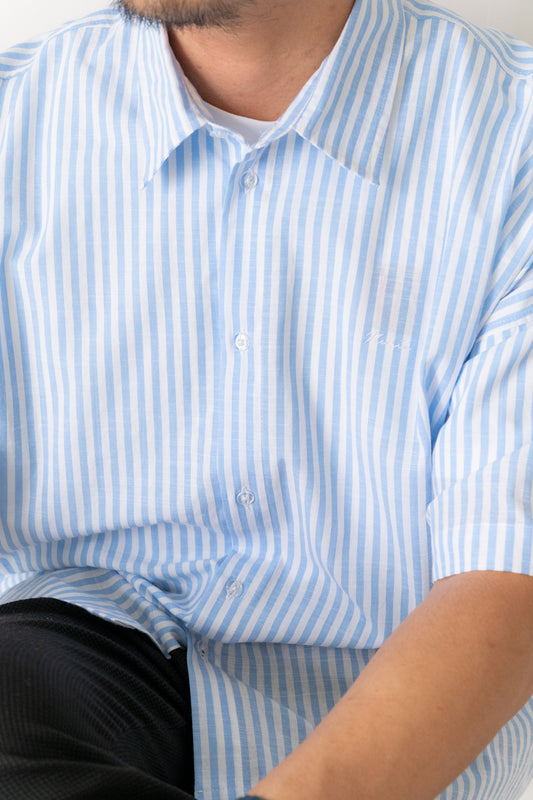 Will Boxy Striped Shirt in Baby Blue