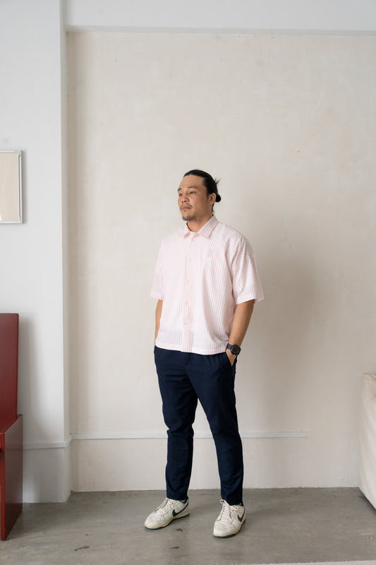 Will Boxy Striped Shirt in Pastel Peach