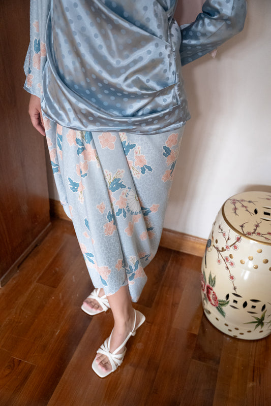 Juwita Print Pareo in Blue/Peach