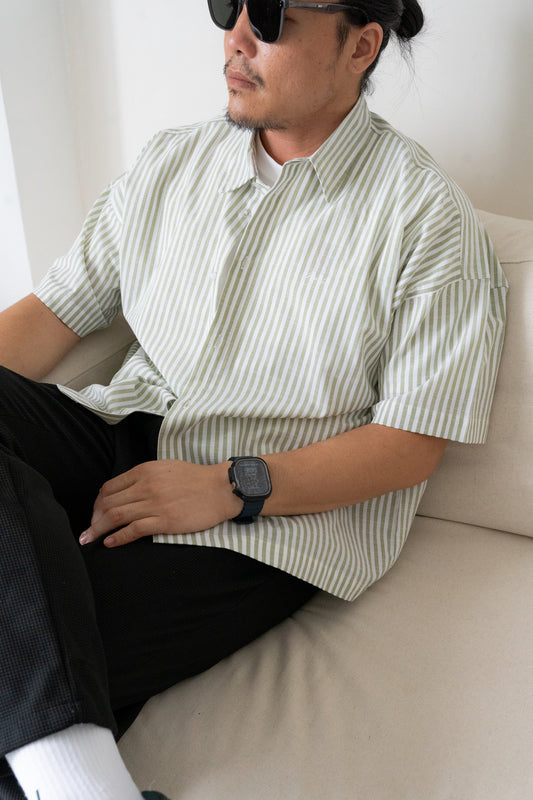 Will Boxy Striped Shirt in Sage