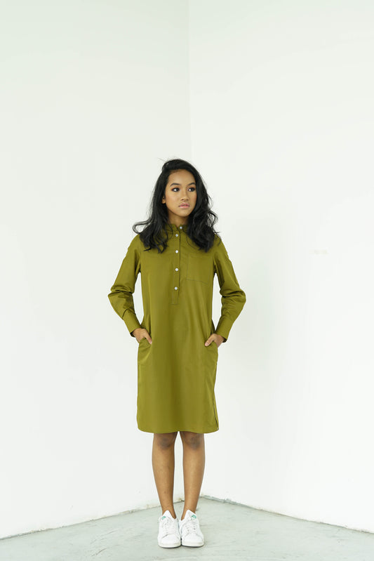 [PRE ORDER]High Collar Long Dress / Shirt