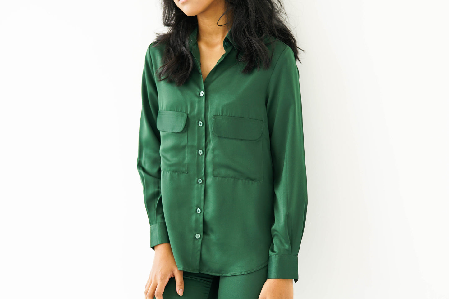 [PRE ORDER] Emerald Green Satin Silk Shirt