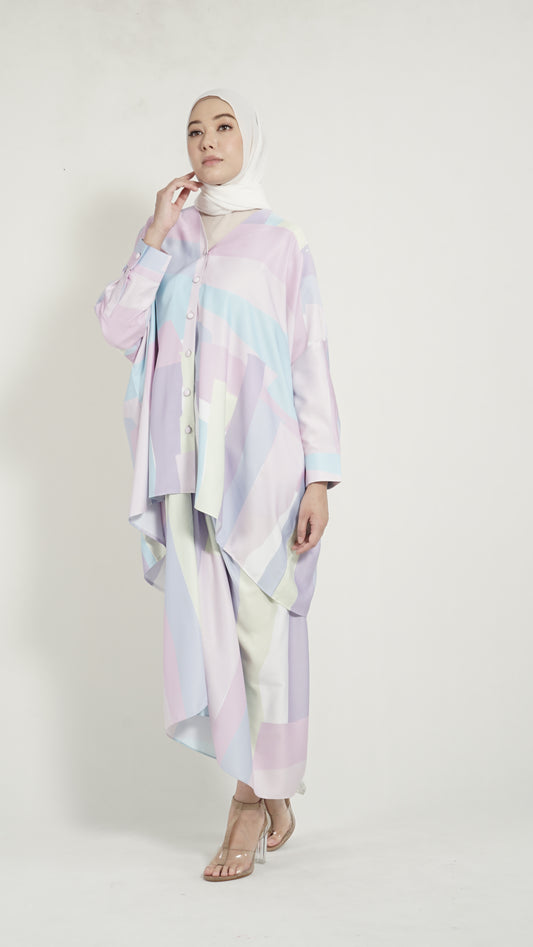 Alessia top Pastel Purple Geometry