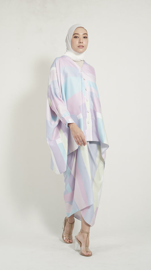 Alessia top Pastel Purple Geometry