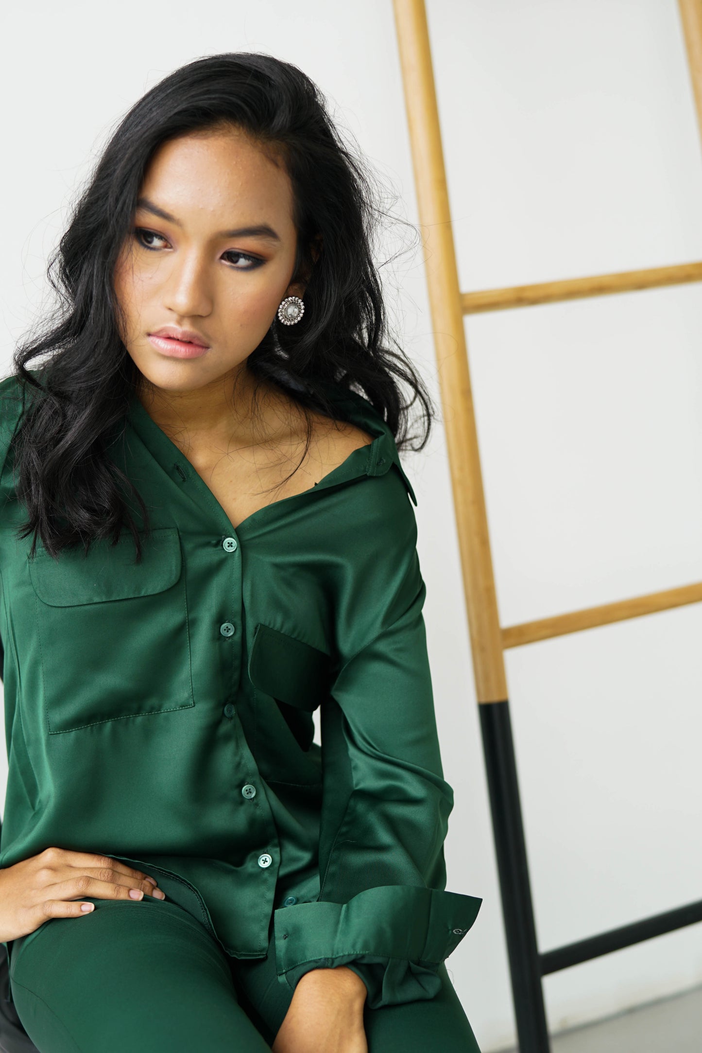 [PRE ORDER] Emerald Green Satin Silk Shirt