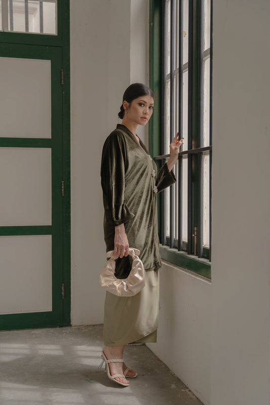 Dewi Kimono Kebaya Top in Olive Green