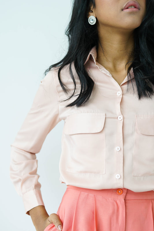 [PRE ORDER] Beige Satin Silk Shirt