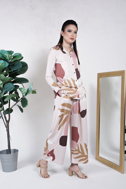Evie Silk Pyjama Shirt in Blush