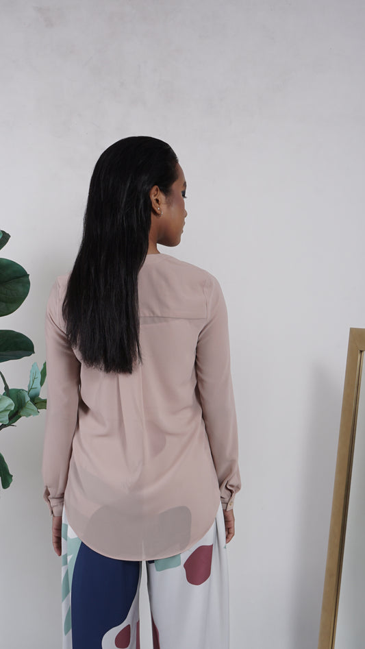 Ella Chiffon Top in Nude
