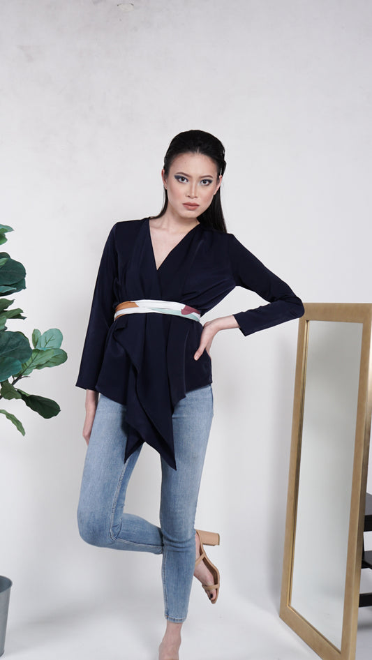 Elise Kimono Cardigan in Navy Blue