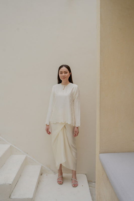 Nona Kurung Polka Dot Top in Ivory