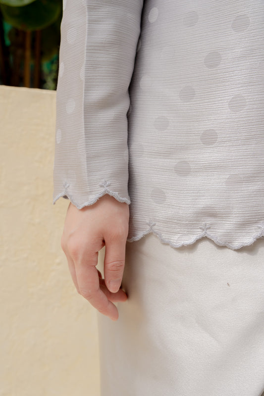 Nona Kurung Polka Dot Top in Grey